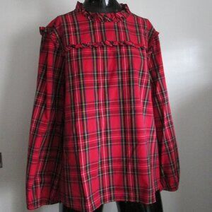 J.Crew red tartan plaid blouse